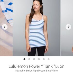 lululemon athletica Blue and White Power Y Tank Top